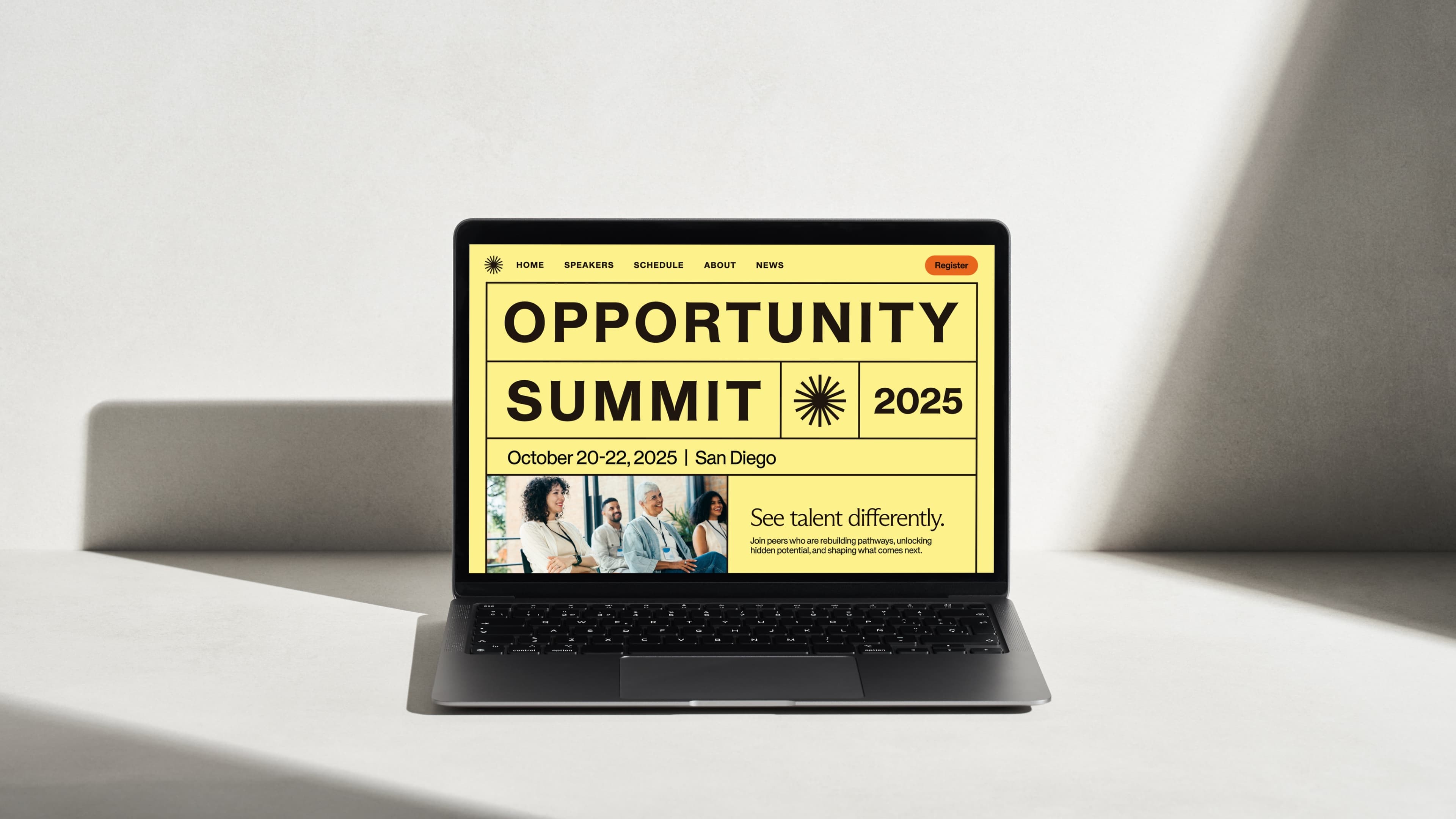 Opportunity Summit laptop mockup preview